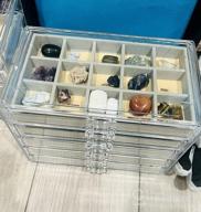 img 1 attached to 🎁 misaya Earring Jewelry Organizer with 5 Drawers - Birthday & Christmas Gift, Clear Acrylic Jewelry Box for Women - Velvet Earring Display Holder for Earrings, Rings, Bracelets, Necklaces - Cream review by Jason Hymon