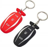 set of 2 lfotpp silicone key covers (black and red) for tesla model s remote keys – enhanced seo logo
