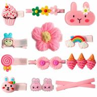 adorable and fun colle hair clips for girls - flower bunny baby hair barrettes in pink logo