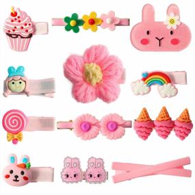 img 4 attached to Adorable And Fun Colle Hair Clips For Girls - Flower Bunny Baby Hair Barrettes In Pink