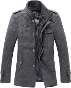 img 4 attached to Stay Fashionable And Cozy This Winter With Chouyatou'S Men'S Wool Blend Military Peacoat