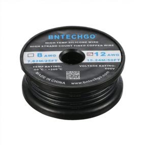 img 3 attached to BNTECHGO 12 Gauge Silicone Wire Spool 50 Ft Black Flexible 12 AWG Stranded Tinned Copper Wire