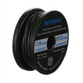 img 4 attached to BNTECHGO 12 Gauge Silicone Wire Spool 50 Ft Black Flexible 12 AWG Stranded Tinned Copper Wire