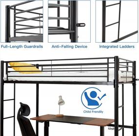 img 2 attached to 71 Inch Metal Loft Bed Twin Size W/ Safety Stairs & Full-Length - ECOTOUGE | Space-Saving, Noise Free Design For Juniors & Adults