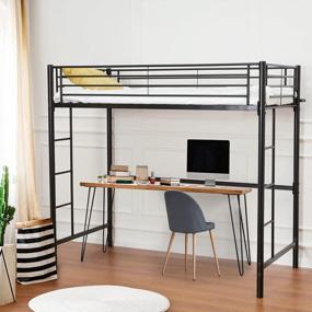 img 4 attached to 71 Inch Metal Loft Bed Twin Size W/ Safety Stairs & Full-Length - ECOTOUGE | Space-Saving, Noise Free Design For Juniors & Adults