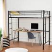 71 inch metal loft bed twin size w/ safety stairs & full-length - ecotouge | space-saving, noise free design for juniors & adults logo