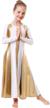metallic gold praise dance dress for girls kids - owlfay long sleeve color block liturgical lyrical worship costume logo