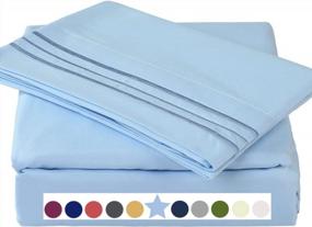 img 4 attached to TEKAMON Premium 3 Piece Bed Sheet Set 1800TC Bedding 100% Microfiber Polyester - Super Soft, Warm, Breathable, Cooling, Wrinkle Free - 10-16" Extra Deep Pockets, Twin, Lake Blue