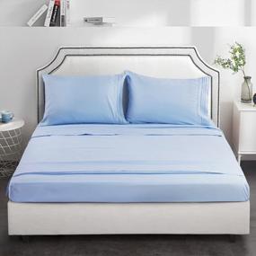 img 3 attached to TEKAMON Premium 3 Piece Bed Sheet Set 1800TC Bedding 100% Microfiber Polyester - Super Soft, Warm, Breathable, Cooling, Wrinkle Free - 10-16" Extra Deep Pockets, Twin, Lake Blue