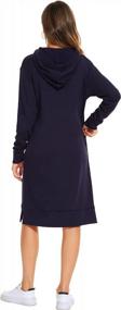img 1 attached to Women'S Long Sleeve Cotton Light Fleece Hoodie Dress With 2 Side Pockets