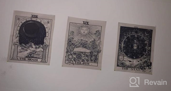 img 1 attached to 🌙 AWAYTR Set of 3 Tarot Tapestry Wall Hanging Decor - Star, Sun, and Moon Tarot Card Tapestries - Bohemian Room Decoration in Black and White - 20x16 inches review by Nicholas Harrington