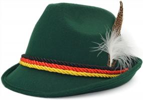 img 3 attached to 🎩 Stylish Melesh Dark Green German Alpine Oktoberfest Bavarian Costume Hat with Feather - A Classic Bavarian Accessory