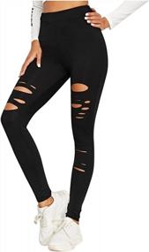 img 4 attached to Get Fit In Style: Women'S High-Waisted Ripped Warrior Leggings With Tummy Control
