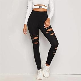 img 2 attached to Get Fit In Style: Women'S High-Waisted Ripped Warrior Leggings With Tummy Control