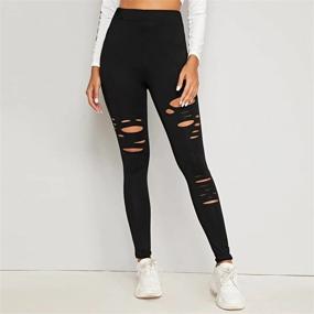 img 1 attached to Get Fit In Style: Women'S High-Waisted Ripped Warrior Leggings With Tummy Control