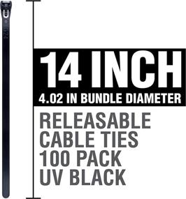 img 1 attached to Cambridge Nylon 6/6 UL Listed Cable Ties 14-in 50 Lb Standard Duty 🔒 Releasable Self Locking UV Resistant Black Zip Ties, 100 Pack: Contractor-Grade Quality and Strength!