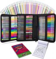 complete set of 120 artist gel pens with 28 glitter, 12 metallic, 11 pastel and 9 neon colors, including 60 refills and coloring book for effortless artwork creation logo