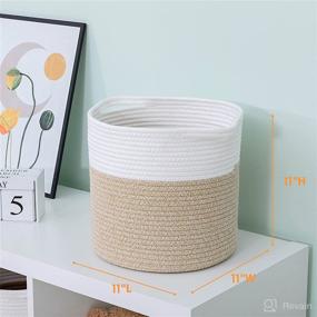 img 3 attached to 📦 DULLEMELO 3PCS Collapsible Cotton Rope Storage Baskets 11x11 for Cube Storage - Soft Small Rope Basket with Handles for Toys, Nursery, Makeup, Clothes, Books, Towels