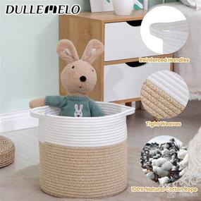 img 2 attached to 📦 DULLEMELO 3PCS Collapsible Cotton Rope Storage Baskets 11x11 for Cube Storage - Soft Small Rope Basket with Handles for Toys, Nursery, Makeup, Clothes, Books, Towels