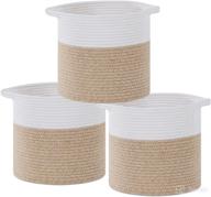 📦 dullemelo 3pcs collapsible cotton rope storage baskets 11x11 for cube storage - soft small rope basket with handles for toys, nursery, makeup, clothes, books, towels логотип