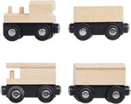 unpainted wooden train cars pack of 4 - compatible with thomas, chuggington, and brio - ideal for parties - orbrium toys logo