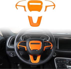 img 4 attached to Voodonala For Challenger Charger Steering Wheel Cover Trim For 2015-2022 Dodge Challenger Charger Bright Orange
