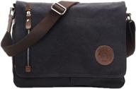 canvas messenger bag for casual work and travel - small satchel for men and women, ideal for school, camping and more logo