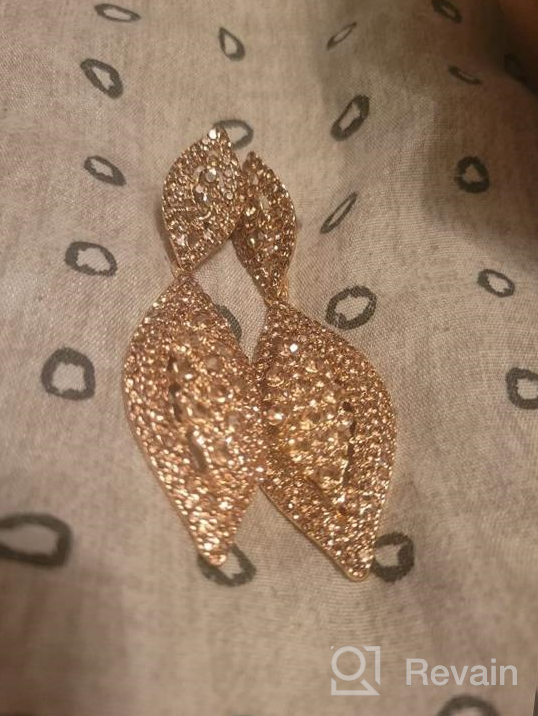 img 1 attached to Sparkling Elegance: Flyonce Women'S Rhinestone Crystal 2 Leaf Chandelier Earrings For Weddings And Special Occasions review by Tyler Spencer