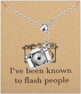 camera lariat necklace with flashing charm - perfect gift for photographers and videographers logo