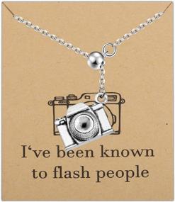 img 4 attached to Camera Lariat Necklace With Flashing Charm - Perfect Gift For Photographers And Videographers