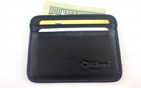 img 3 attached to UScarmen Leather Slim Wallet - Sleek Holder For Credit Cards, ID Cards And Cash For Men And Women In Classic Black