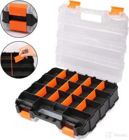 img 2 attached to 🔧 Double-Sided Tool Organizer with Impact-Resistant Polymer, 34-Compartment, Black/Orange, Customizable Dividers, Hardware Storage Box, Ideal for Screws and Nuts
