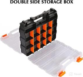 img 1 attached to 🔧 Double-Sided Tool Organizer with Impact-Resistant Polymer, 34-Compartment, Black/Orange, Customizable Dividers, Hardware Storage Box, Ideal for Screws and Nuts