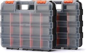 img 3 attached to 🔧 Double-Sided Tool Organizer with Impact-Resistant Polymer, 34-Compartment, Black/Orange, Customizable Dividers, Hardware Storage Box, Ideal for Screws and Nuts