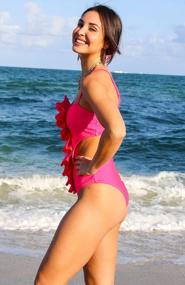 img 3 attached to Women'S Flounce One-Piece Swimsuit With Hollow Out Design, Padded Monokini For Stylish Swimwear