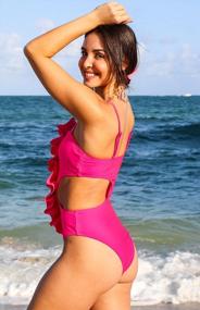 img 2 attached to Women'S Flounce One-Piece Swimsuit With Hollow Out Design, Padded Monokini For Stylish Swimwear