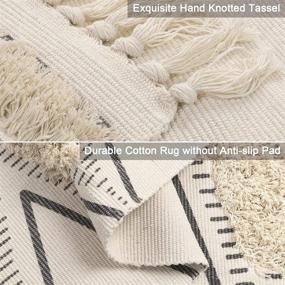 img 2 attached to LEEVAN Boho Kitchen Runner Rug 2'X4' Cotton Tufted Geometric Rugs With Tassels Chic Diamond Farmhouse Rug Washable Woven Hallway Throw Doormat For Kitchen Rug/Bathroom/Living Room/Bedroom