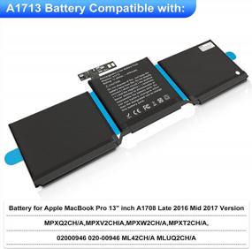 img 3 attached to POWEROWL A1713 Battery Replacement For MacBook Pro 13 Inch A1708 Late 2016 Mid 2017 MLL42LL /A MLL42B/A MLL42FN/A MLUQ2LL/EMC 3164 2978/A 020-00946[11.4V 54.5Wh 4781MAh]