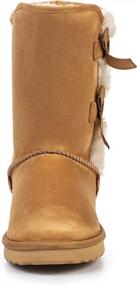 img 3 attached to Women'S Mid-Calf Winter Snow Boots With Side Bows, Suede Upper, Size 6-11