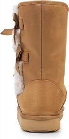 img 2 attached to Women'S Mid-Calf Winter Snow Boots With Side Bows, Suede Upper, Size 6-11