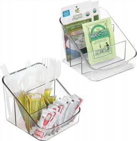 img 4 attached to 2 Pack MDesign Small Plastic Food Packet Organizer Caddy - Kitchen, Pantry & Cabinet Storage Solution
