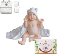 👶 abisks bamboo hooded baby towel set - x-large size 35" x 35" with 2 washcloths - soft, absorbent towel for newborn, infant, toddler - perfect baby registry gift for boys and girls logo