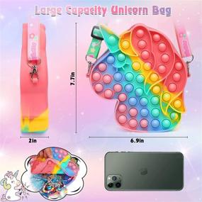 img 3 attached to Unicorn Fidget Purse Shoulder Bag For Girls - Push Bubble Popit Handbag Crossbody Bag, Gifts Toys For 2-12 Year Olds Birthday