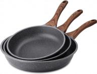 swiss granite coated nonstick frying pan set - healthy stone cookware chef's pan, pfoa-free skillets for omelettes (9.5+11+12.5 inch) by sensarte logo