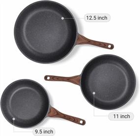 img 3 attached to Swiss Granite Coated Nonstick Frying Pan Set - Healthy Stone Cookware Chef'S Pan, PFOA-Free Skillets For Omelettes (9.5+11+12.5 Inch) By SENSARTE