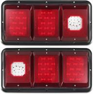 partsam led triple tail lights 45 leds, rectangle vertical or horizontal mount tail lights for trailer camper rv, stop turn tail backup reverse lights taillights with black base - red/clear lens логотип