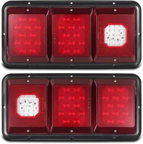 img 4 attached to Partsam LED Triple Tail Lights 45 LEDs, Rectangle Vertical or Horizontal Mount Tail Lights for Trailer Camper RV, Stop Turn Tail Backup Reverse Lights Taillights with Black Base - Red/Clear Lens