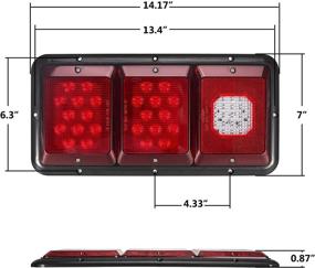 img 1 attached to Partsam LED Triple Tail Lights 45 LEDs, Rectangle Vertical or Horizontal Mount Tail Lights for Trailer Camper RV, Stop Turn Tail Backup Reverse Lights Taillights with Black Base - Red/Clear Lens