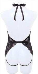 img 3 attached to Lacy Deep V-Neck Teddy Bodysuit For Women: Seductive One-Piece Lingerie By Garmol