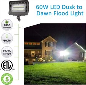 img 3 attached to SZGMJIA 60W LED Flood Light With Dusk To Dawn Photocell For Outdoor Security – 5000K 7800Lm Waterproof Light For Yard, Garden, And Playground